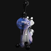 710 Pipes Smoke Shop Lee Machine Yoshi Recycler glass rig with linework design, blue galaxy chamber, and black accents.