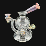 710 Pipes Smoke Shop AF Accented Geyser Rig, 6-inch clear glass water pipe with 10mm joint and colorful accents.