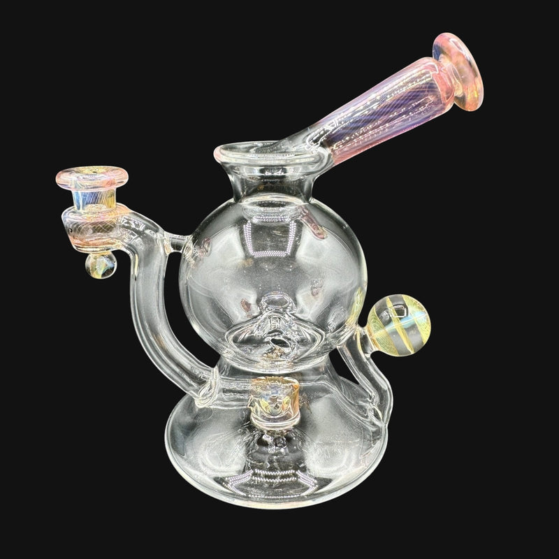 710 Pipes Smoke Shop AF Accented Geyser Rig, 6-inch clear glass water pipe with 10mm joint and colorful accents.