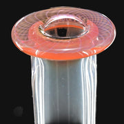 710 Pipes Smoke Shop AF Glassworks Accented Flask Rig with orange and white grid design on the mouthpiece.