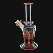 710 Pipes Smoke Shop AF Glassworks Accented Flask Rig, clear glass with orange accents and swirl design.