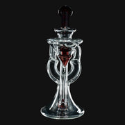 710 Pipes Smoke Shop AF Partial Color Recycler glass dab rig, 7 inches tall, with red accents and a 10mm joint.