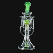 710 Pipes Smoke Shop AF Partial Color Recycler glass water pipe with green accents, 7 inches tall, 10mm joint.