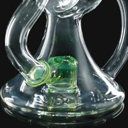710 Pipes Smoke Shop AF Partial Color Recycler glass water pipe with green accents, 7 inches tall, 10mm joint.