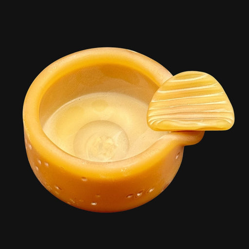AlecBlowsGlass amber glass ash tray with a textured chip-shaped rest from 710 Pipes Smoke Shop