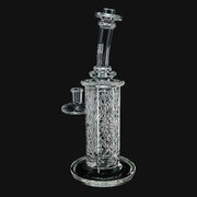 710 Pipes Smoke Shop Avant-Garde Clear Classic Columnar glass water pipe with intricate internal design and integrated percolation.