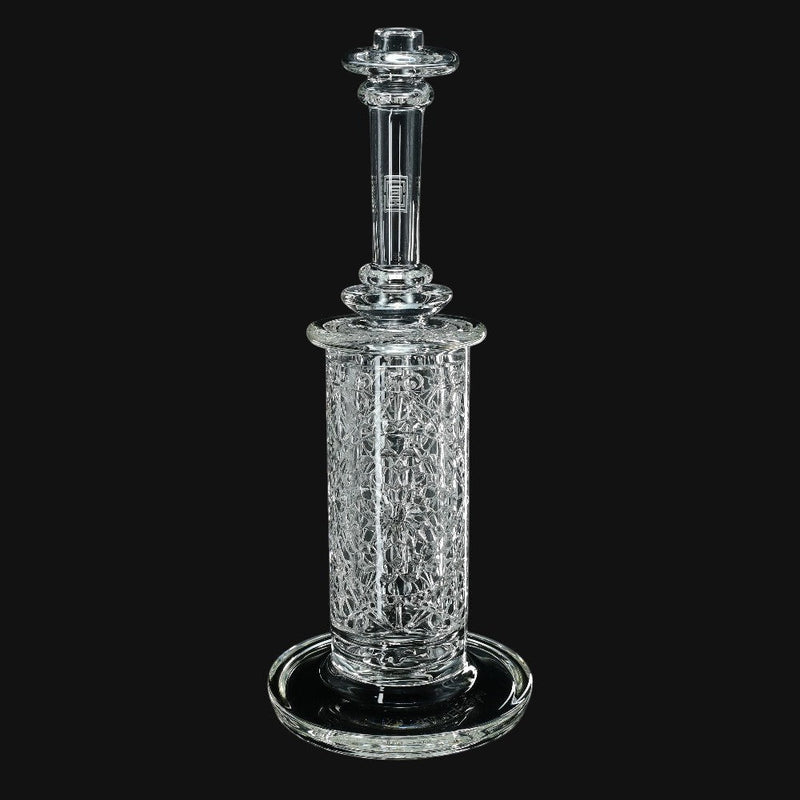 710 Pipes Smoke Shop Avant-Garde Clear Classic Columnar glass water pipe with integrated percolation and intricate internal structures.