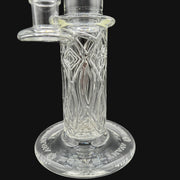 710 Pipes Smoke Shop Avant-Garde clear glass tube with intricate patterned design and integrated percolation.