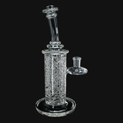 710 Pipes Smoke Shop Avant-Garde Clear Classic Columnar glass water pipe with intricate internal design.