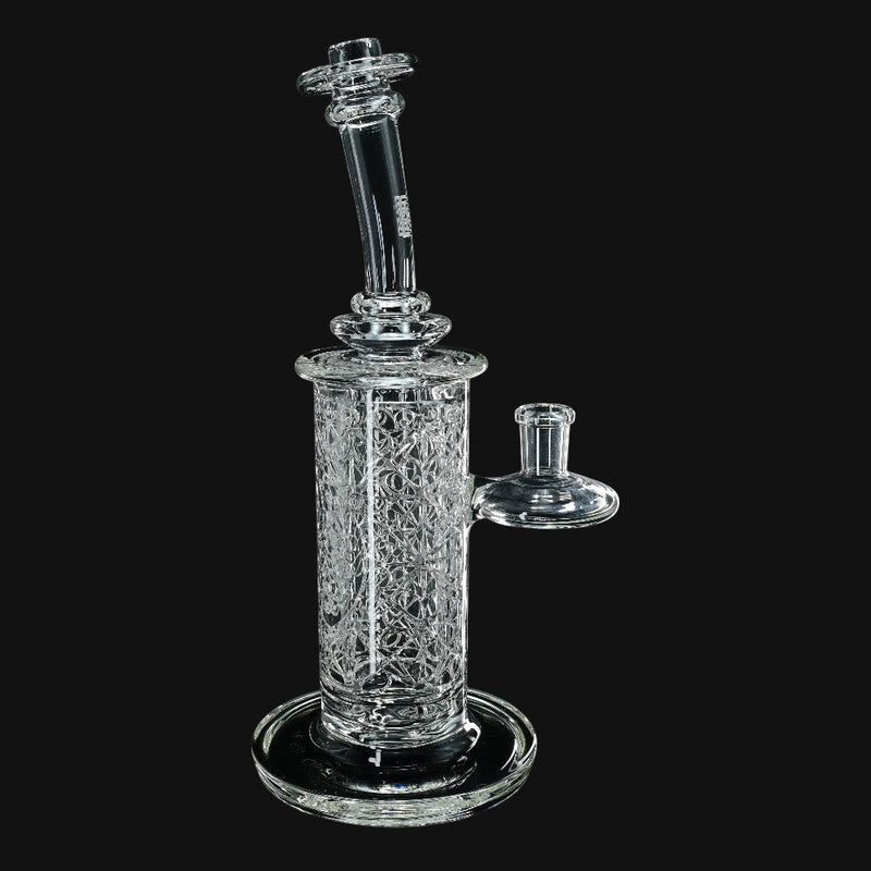 710 Pipes Smoke Shop Avant-Garde Clear Classic Columnar glass water pipe with intricate internal design.