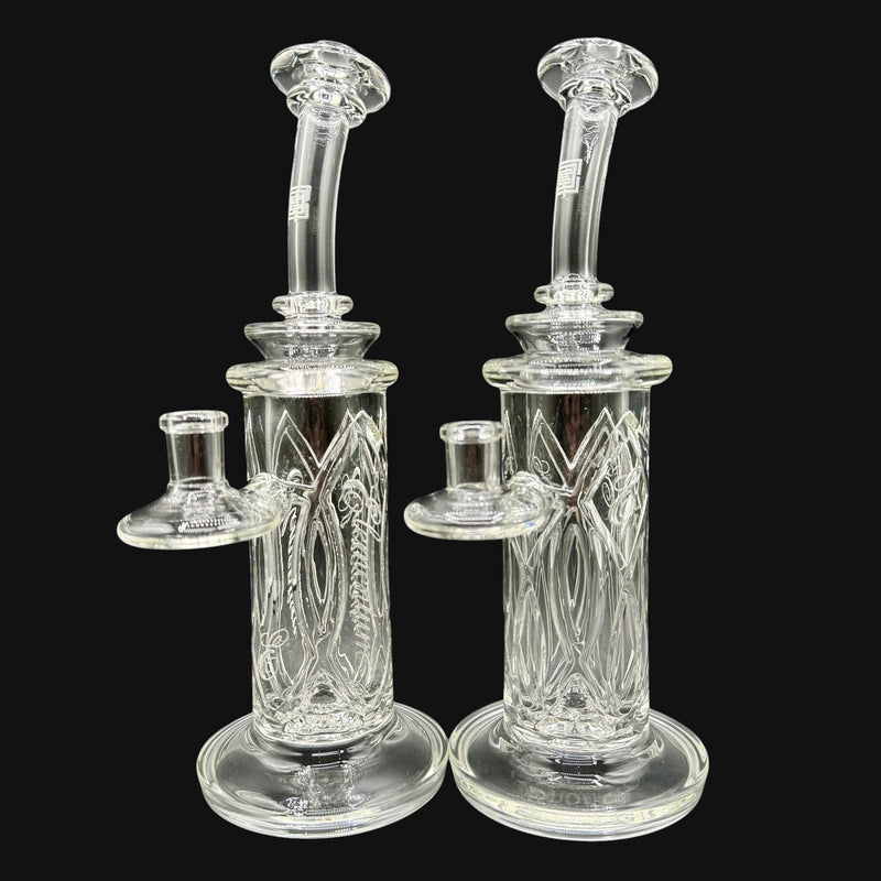 710 Pipes Smoke Shop Avant-Garde Clear Membrane Columnar glass water pipe with intricate internal design and integrated percolation.