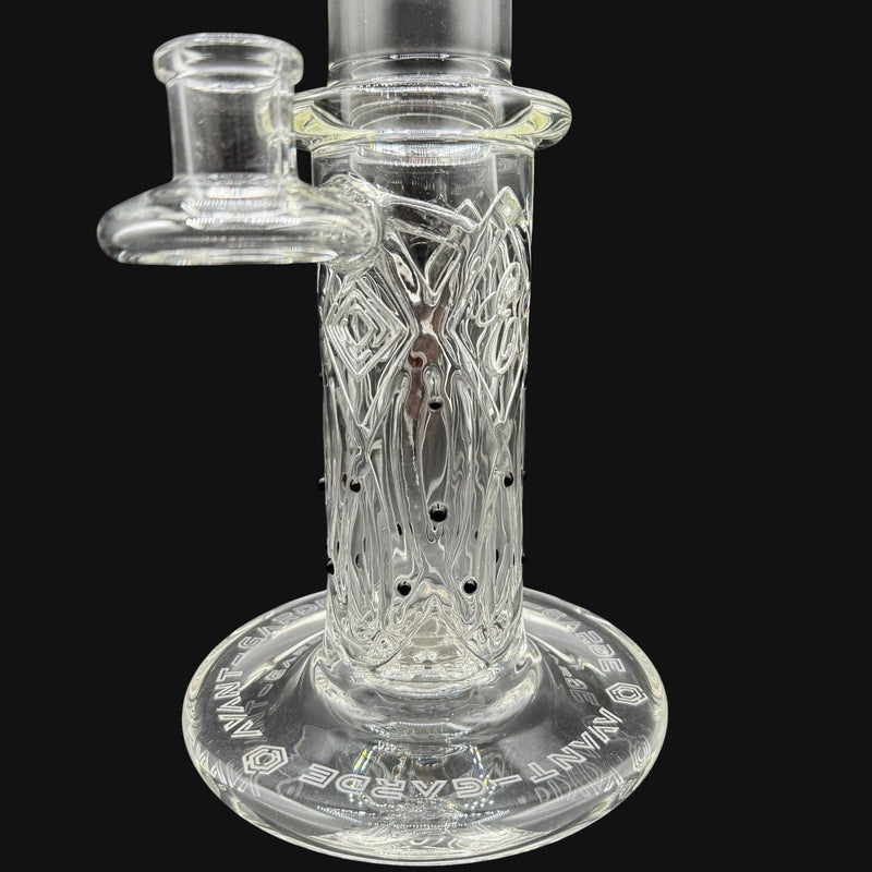 Avant-Garde Clear Membrane Tube by 710 Pipes Smoke Shop. Clear glass water pipe with intricate raised patterns and integrated percolation.