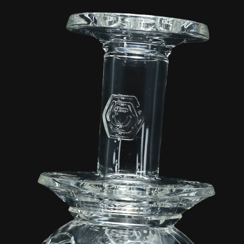 Clear borosilicate glass Avant-Garde Deco Orb Fila Peak Top #2 for Puffco Peak, featuring intricate Membrane Tech.