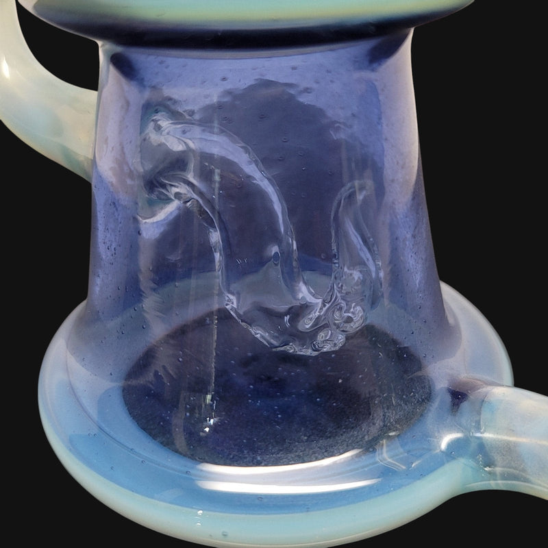 710 Pipes Smoke Shop Baked Kreations Recycler, 10-inch glass water pipe with blue accents and recycler function.