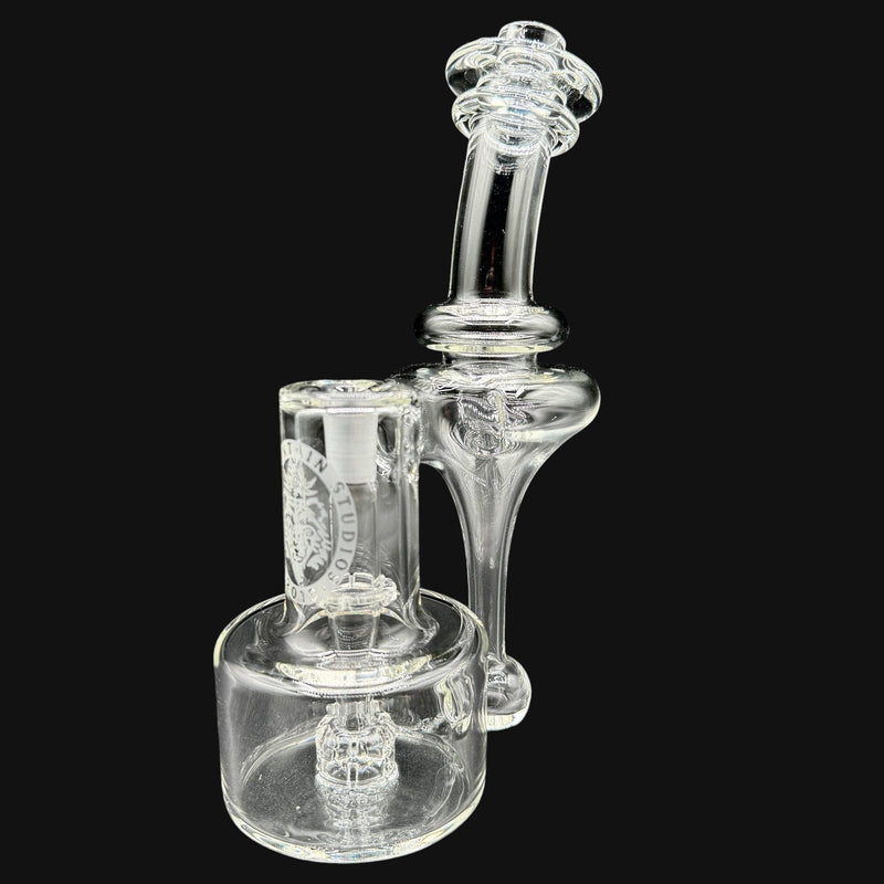 710 Pipes Smoke Shop Bear Mountain Studios clear glass 14mm DD RBR dab rig with matching carb cap.