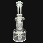 710 Pipes Smoke Shop clear glass Bear Mountain Studios Mini DD RBR dab rig with etched bear logo and bubble cap.