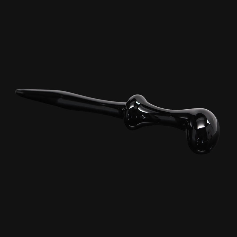 710 Pipes Smoke Shop black glass water pipe with a cartoon character design and black mouthpiece.