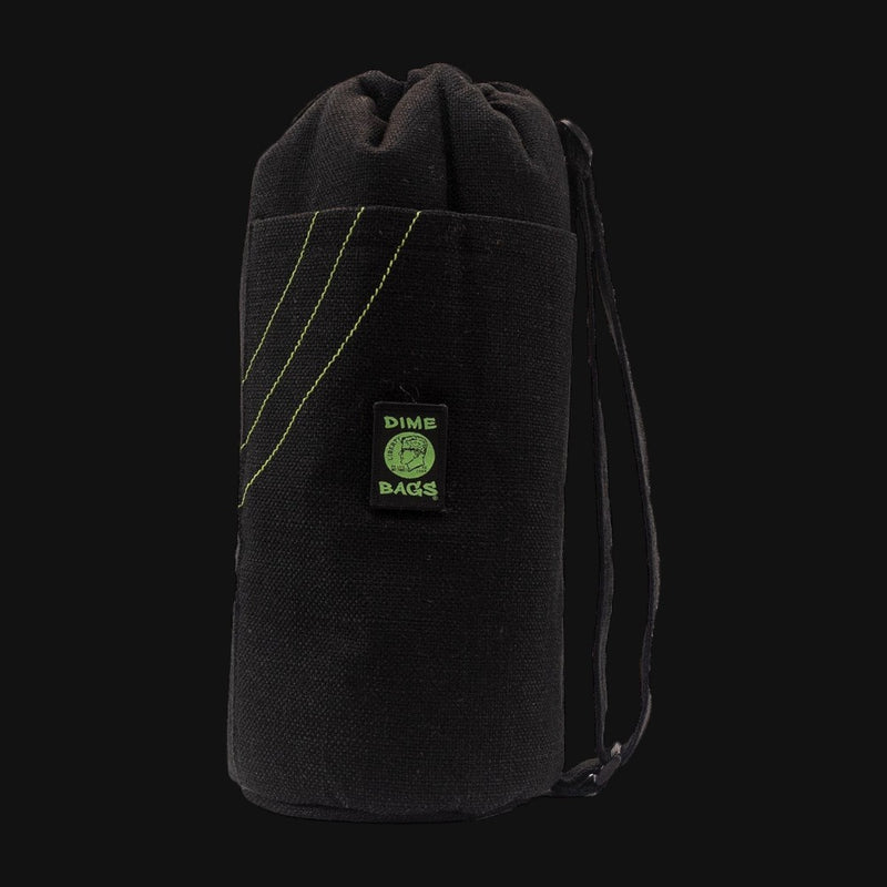 710 Pipes Smoke Shop black Dime Bags 18-inch drawstring tube made of durable Hempster with green stitching detail