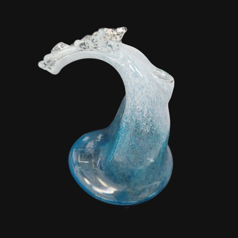 710 Pipes Smoke Shop Black Sand OG Wave Rig, a 5-inch glass water pipe with a 2-hole perc and blue and white speckled design.