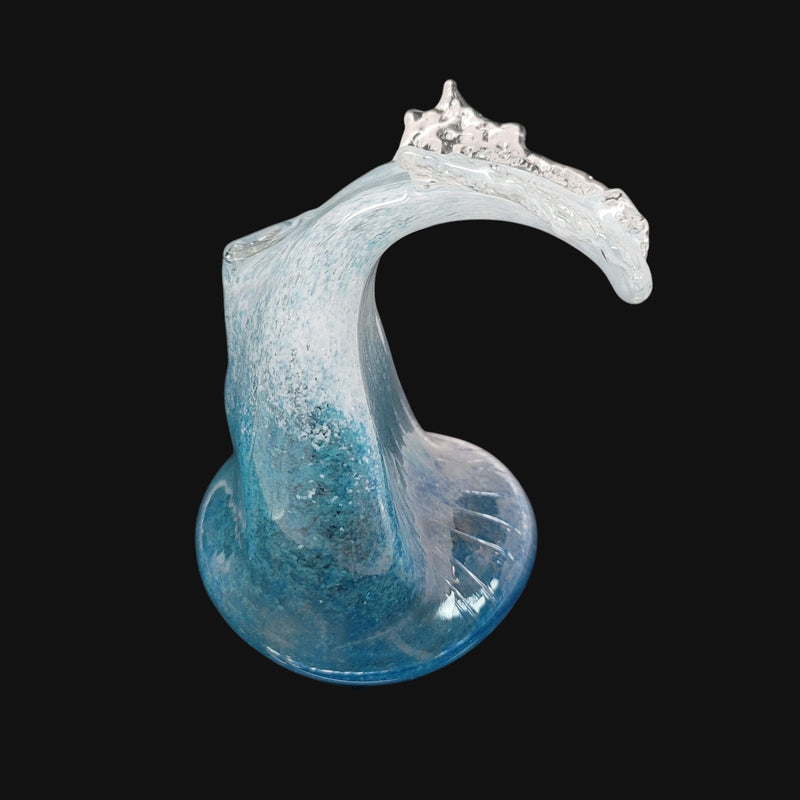710 Pipes Smoke Shop Black Sand OG Wave Rig, a 5-inch glass water pipe with a natural 2-hole perc and blue speckled accents.
