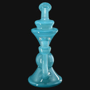 710 Pipes Smoke Shop 7-inch Blob Glass Recycler in Really Teally blue with a 10mm joint and full color design.