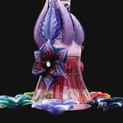 710 Pipes Smoke Shop Blossom Glass Full Color Rig with purple and blue floral accents, 5.75" tall, 10mm joint.