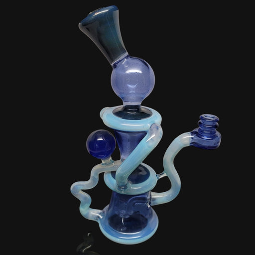 710 Pipes Smoke Shop blue glass recycler dab rig with a 10mm joint and 10 inch height.