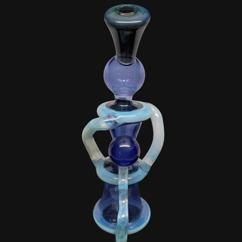 710 Pipes Smoke Shop blue glass recycler water pipe with a 10mm joint and 10 inches tall.