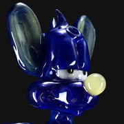 710 Pipes Smoke Shop blue glass water pipe shaped like a cartoon character with yellow nose and white accents.