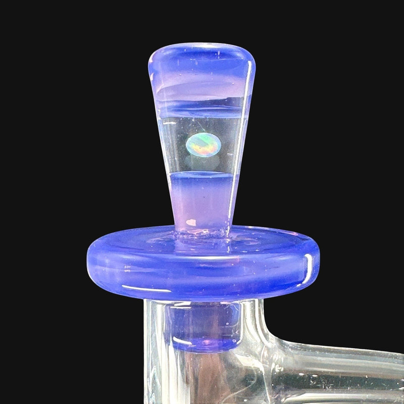 710 Pipes Smoke Shop blue glass tower cap with opal orb inside clear glass
