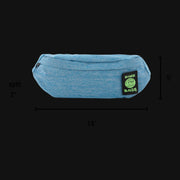 710 Pipes Smoke Shop blue Dime Bags Puff Pack fanny pack with dimensions shown on a black background
