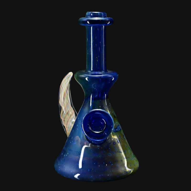 710 Pipes Smoke Shop Brando 10mm Space Rig glass water pipe, deep blue with speckled accents and a twisted glass handle.