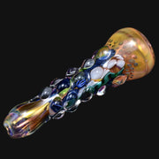 710 Pipes Smoke Shop Matty White ISO bumpy glass one hitter pipe with iridescent gold and blue textured accents