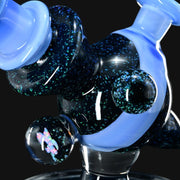 710 Pipes Smoke Shop Cajun Glass X Marni420 Heliosphere dab rig with blue satin opal accents and a rocket ship design.