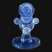 710 Pipes Smoke Shop Cajun X Marni Heliosphere rig in blue satin glass with encased opal marble.