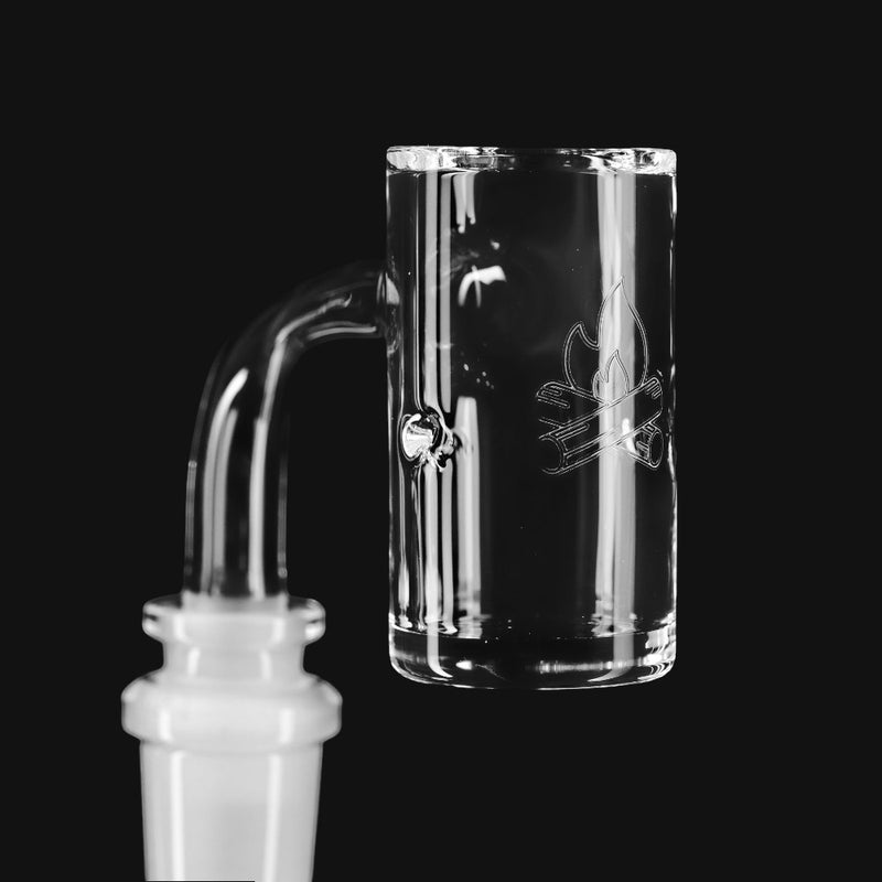 710 Pipes Smoke Shop Campfire Quartz flat top auto spinner banger with etched campfire logo on clear glass