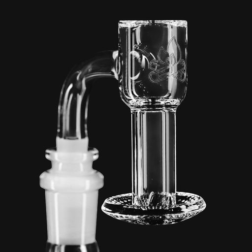 710 Pipes Smoke Shop Campfire Quartz V2 Blurper Hybrid nail with clear glass design and etched campfire logo