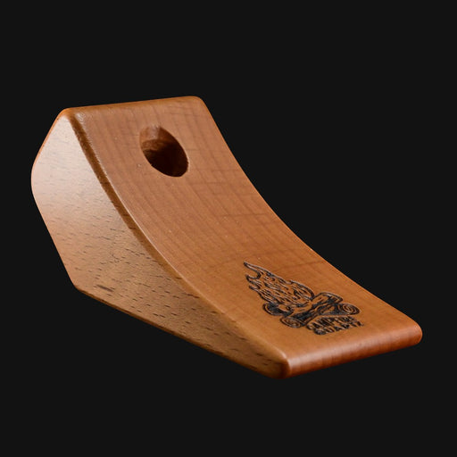 710 Pipes Smoke Shop Campfire wooden display stand for quartz bangers with a branded campfire logo