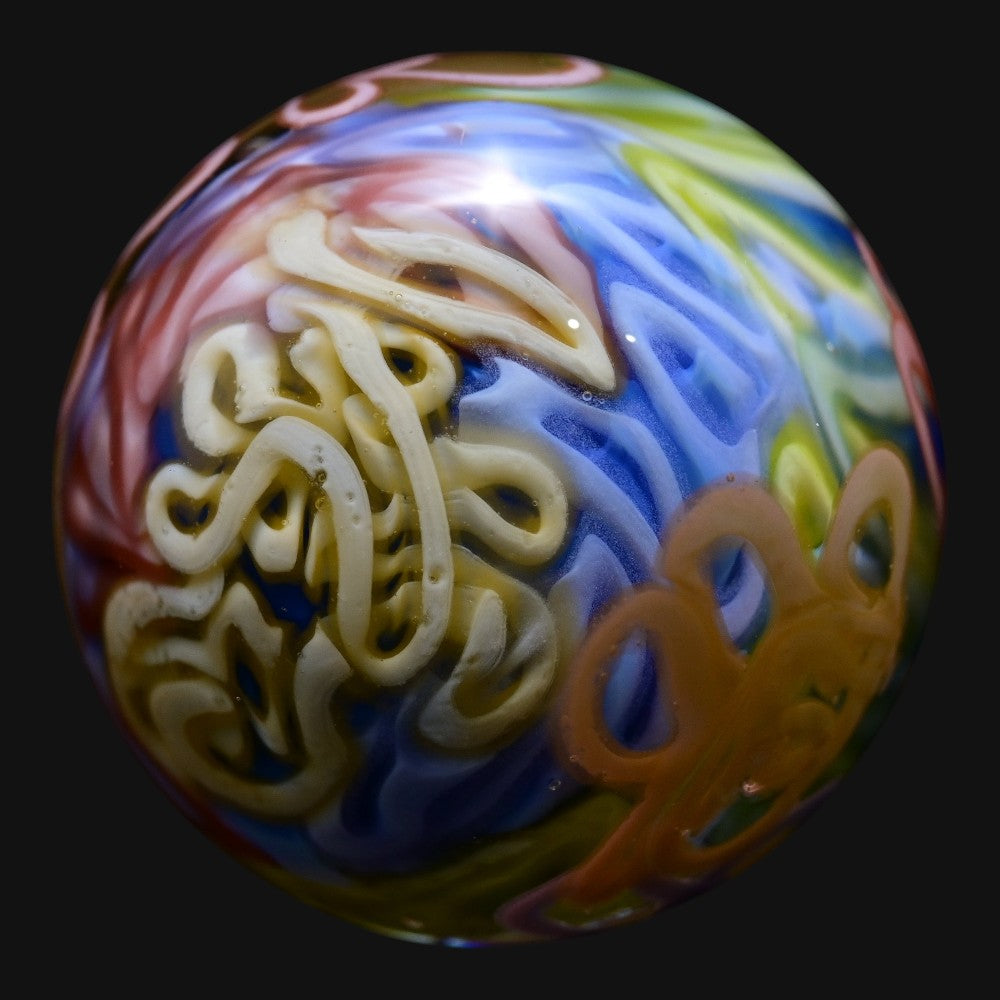 710 Pipes Smoke Shop Charisma Marble #8 featuring intricate swirling patterns of blue, cream, and orange glass art.