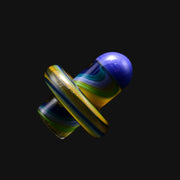710 Pipes Smoke Shop Charisma Slurper Cap #5 featuring a blue, green, and yellow swirled glass design