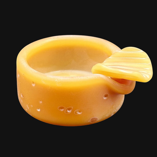 710 Pipes Smoke Shop AlecBlowsGlass yellow cheese-shaped glass ash tray with textured surface and shell-like rest