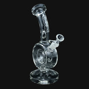 710 Pipes Smoke Shop 10-inch clear glass doughnut water pipe with Crooks branding and a flared mouthpiece