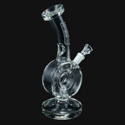 710 Pipes Smoke Shop 10-inch clear glass doughnut water pipe with a bent neck and integrated percolator