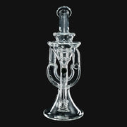 710 Pipes Smoke Shop AF Clear Floater Recycler #4, 7-inch tall glass recycler with 10mm joint and black marble accent.