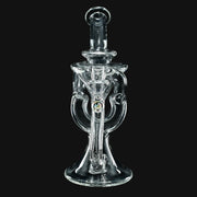 710 Pipes Smoke Shop AF Clear Floater Recycler #2, a 7-inch tall glass water pipe with a 10mm joint and intricate recycler design.
