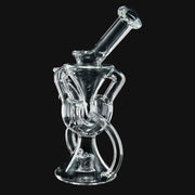 710 Pipes Smoke Shop clear glass recycler water pipe, 7 inches tall with 10mm joint and intricate glass tubing.