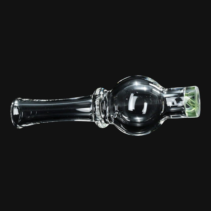 710 Pipes Smoke Shop PWNCapCo clear glass spinner cap for dabbing with a spherical bulb and tapered handle