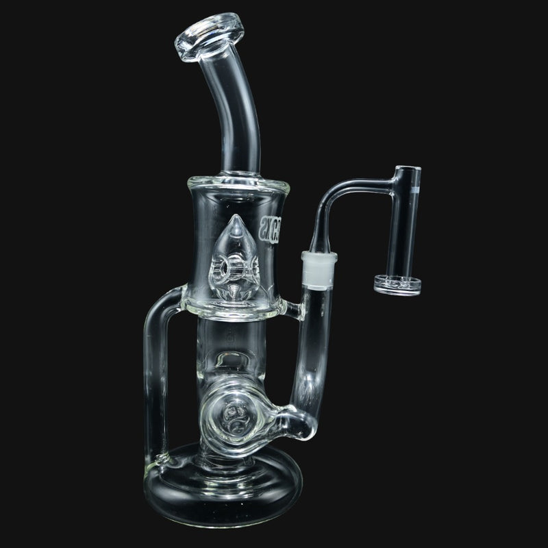 710 Pipes Smoke Shop 12-inch clear glass water pipe featuring a dual-chamber inline percolator design.