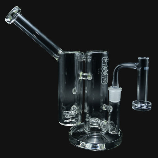 710 Pipes Smoke Shop 10-inch clear glass water pipe featuring a double barrel design and Crooks branding.