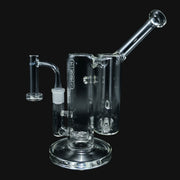 710 Pipes Smoke Shop Crooks 10-inch clear glass double barrel water pipe with a flat base and glass dab nail